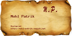 Mohl Patrik névjegykártya